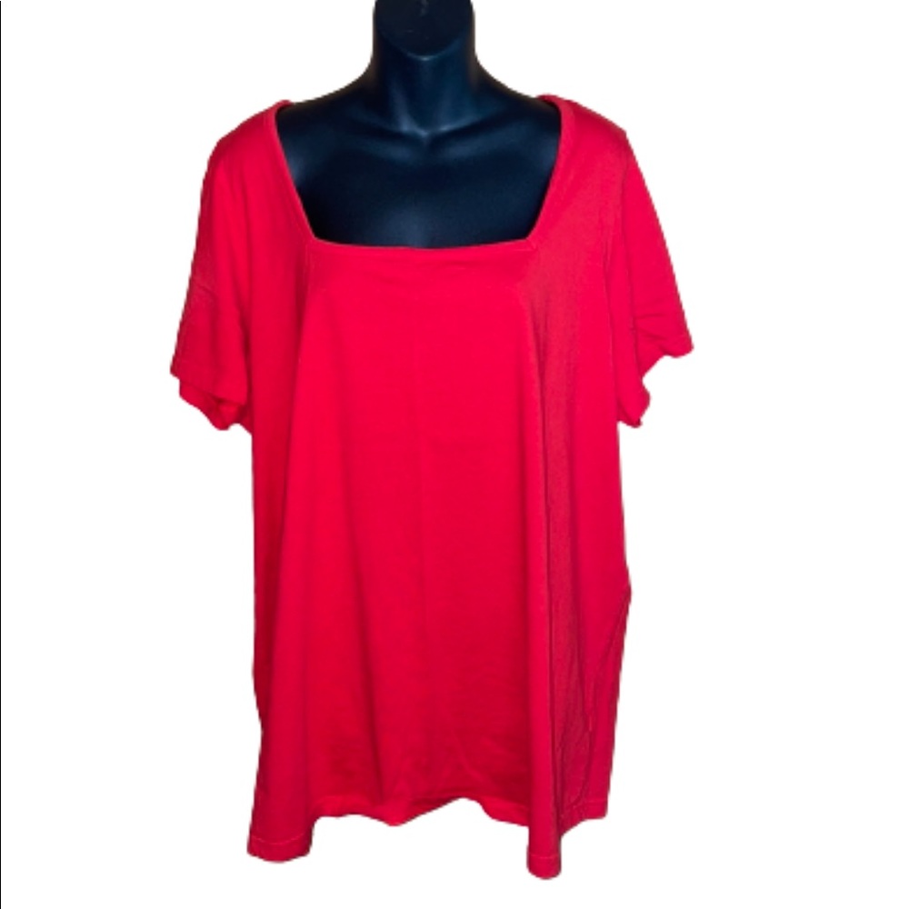 Roaman’s red square neck short sleeve top EUC size 1X